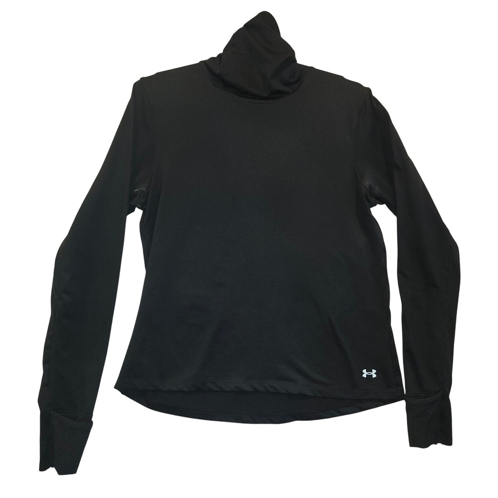 Under Armour UA Rush ColdGear Mock Neck Long Sleeve Pullover Top Black Womens LG
